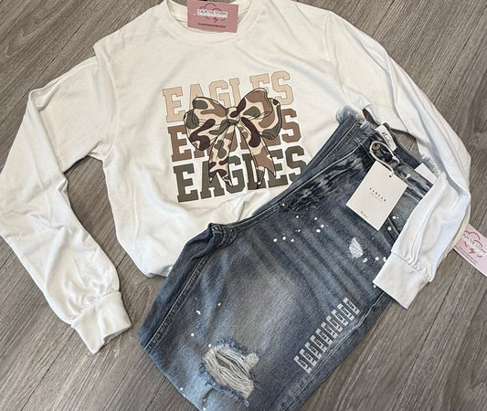 Eagles Camo Bow Long Sleeve Tee