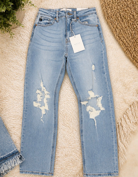 Kancan Crop Straight Mom Jeans