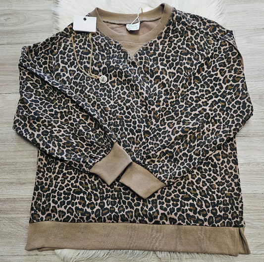 Cheetah Split Hem Sweatshirt