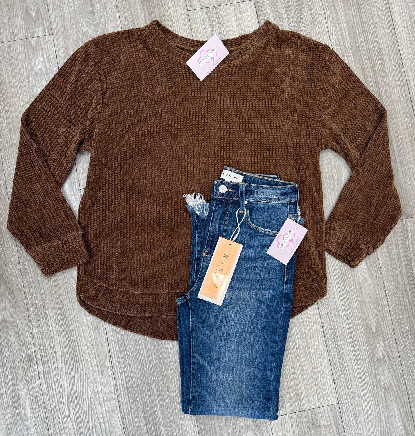 Cozy & Soft Waffleknit Sweater Brown