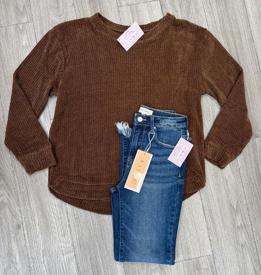Cozy & Soft Waffleknit Sweater Brown