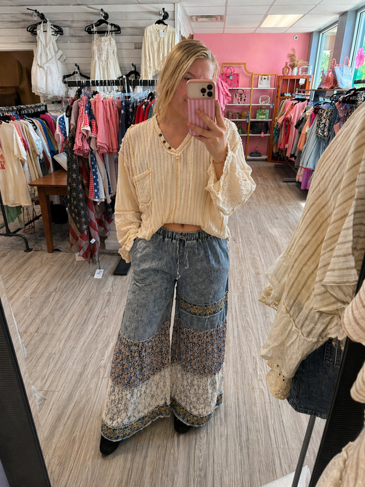 Boho Lace & Flowers Pants
