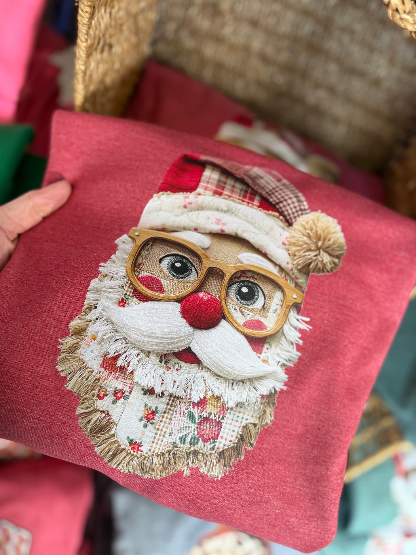 Boho Patchwork Santa Crewneck