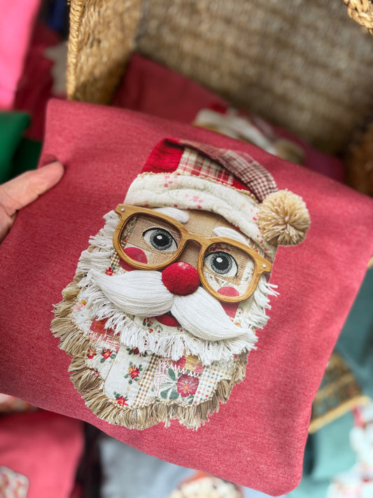 Boho Patchwork Santa Crewneck