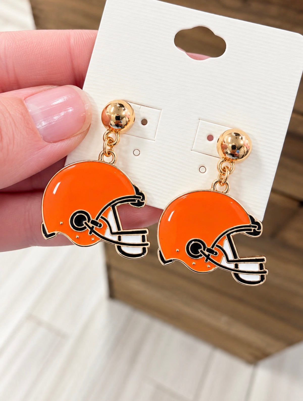 Orange Helmet Earrings