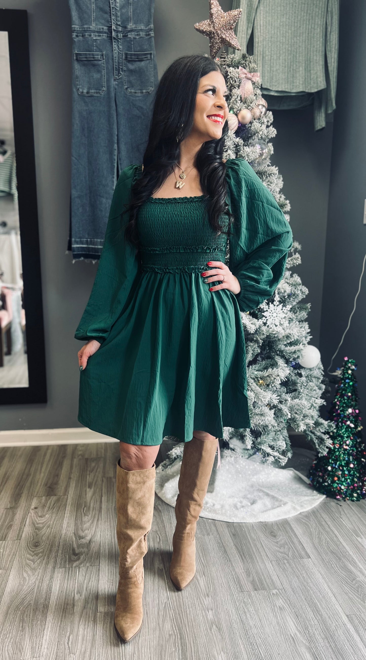 Smocked Evergreen Dress