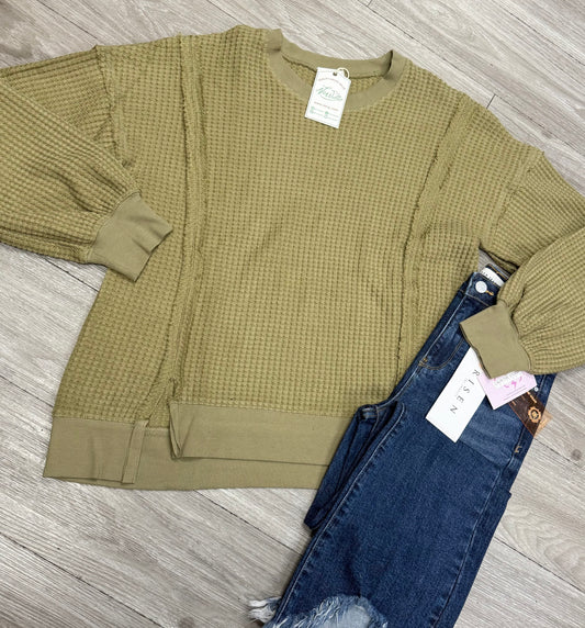 Split Hem Waffleknit Top