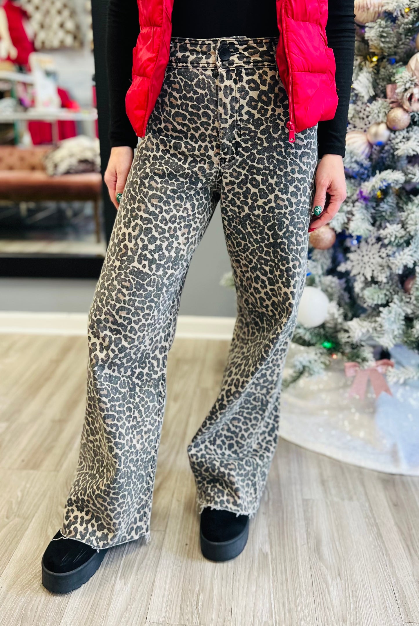 Cheetah Wide Leg Jeans Preorder