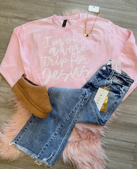 Work Trip for Jesus Sweatshirt Pink
