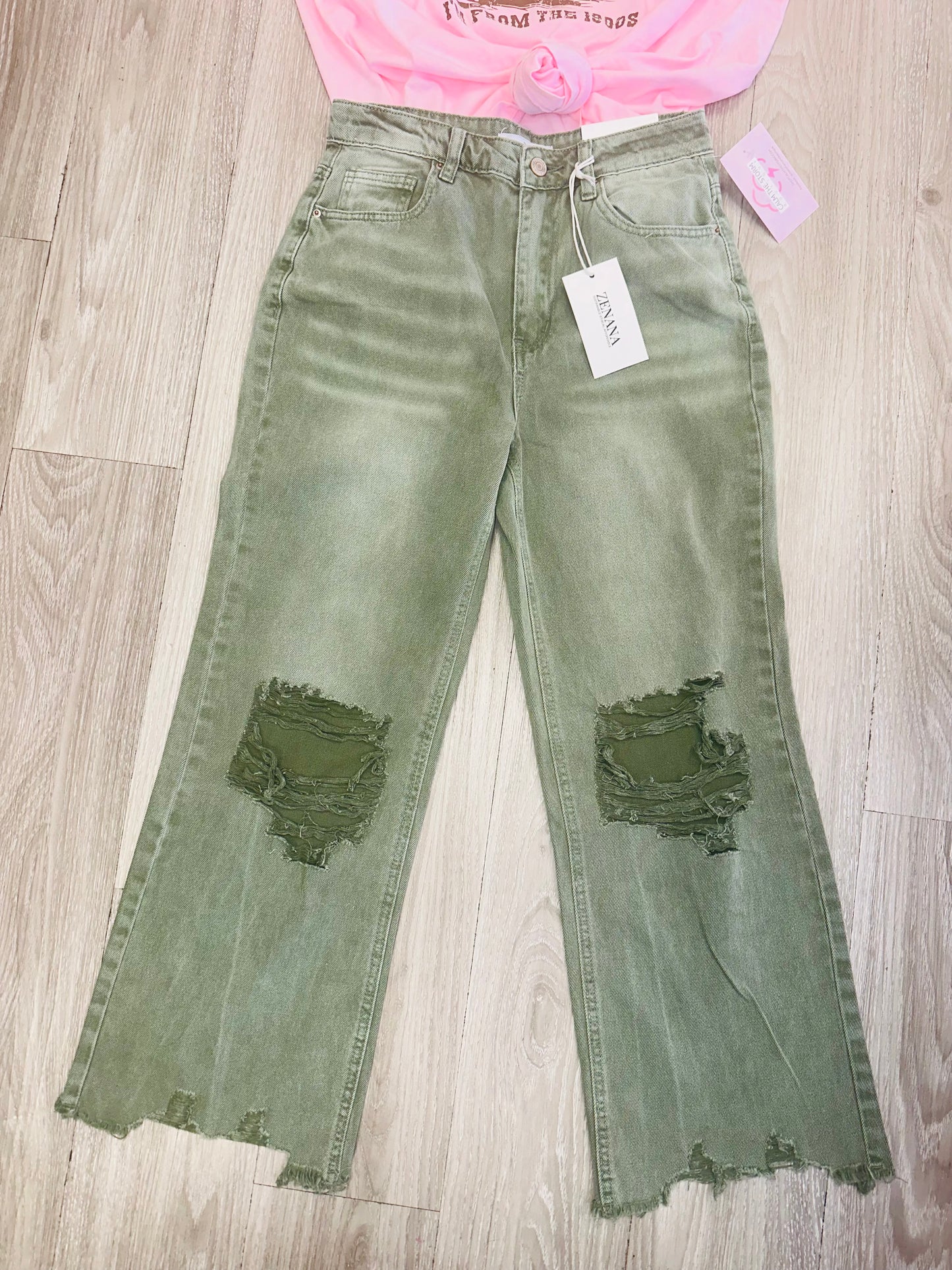 Olive Crop Jeans