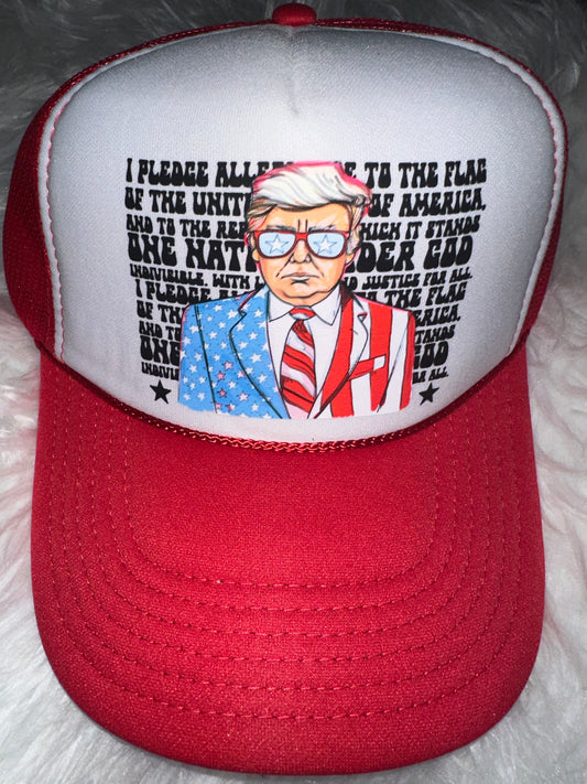 Pledge Allegiance Trucker Hat Red