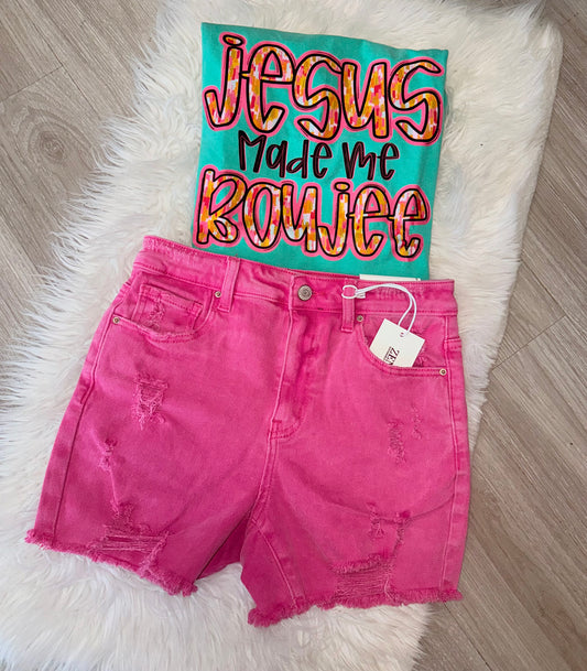 Hot Pink Denim Shorts
