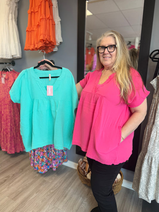Curvy Gauze Blouse