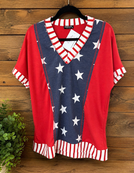 Red + Stars Top