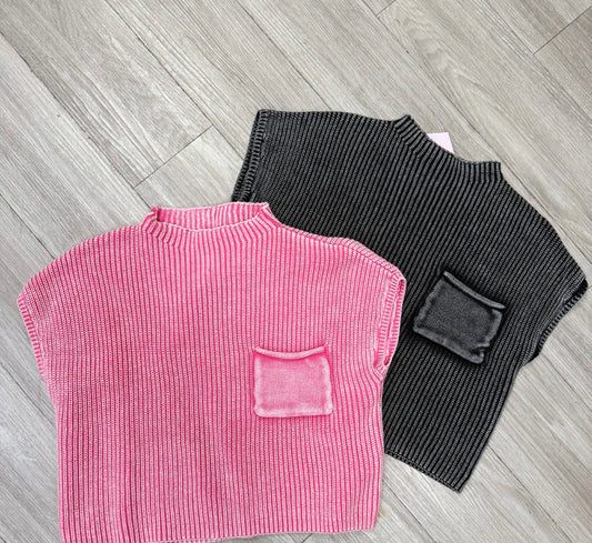 Mock Neck Washed Sweater