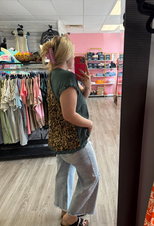 Raw Hem Leopard Top
