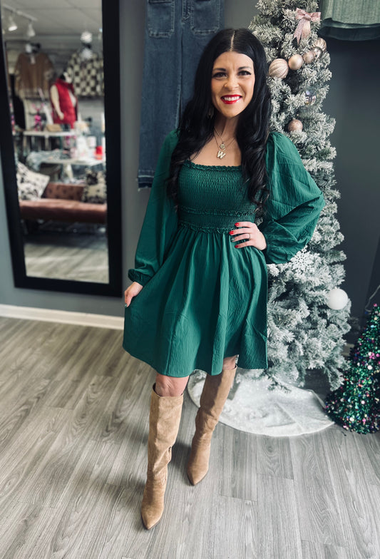 Smocked Evergreen Dress