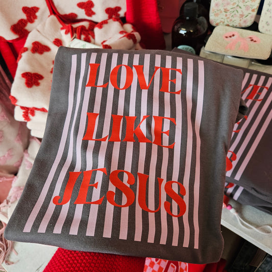 Love Like Jesus Gray Stripes Tee