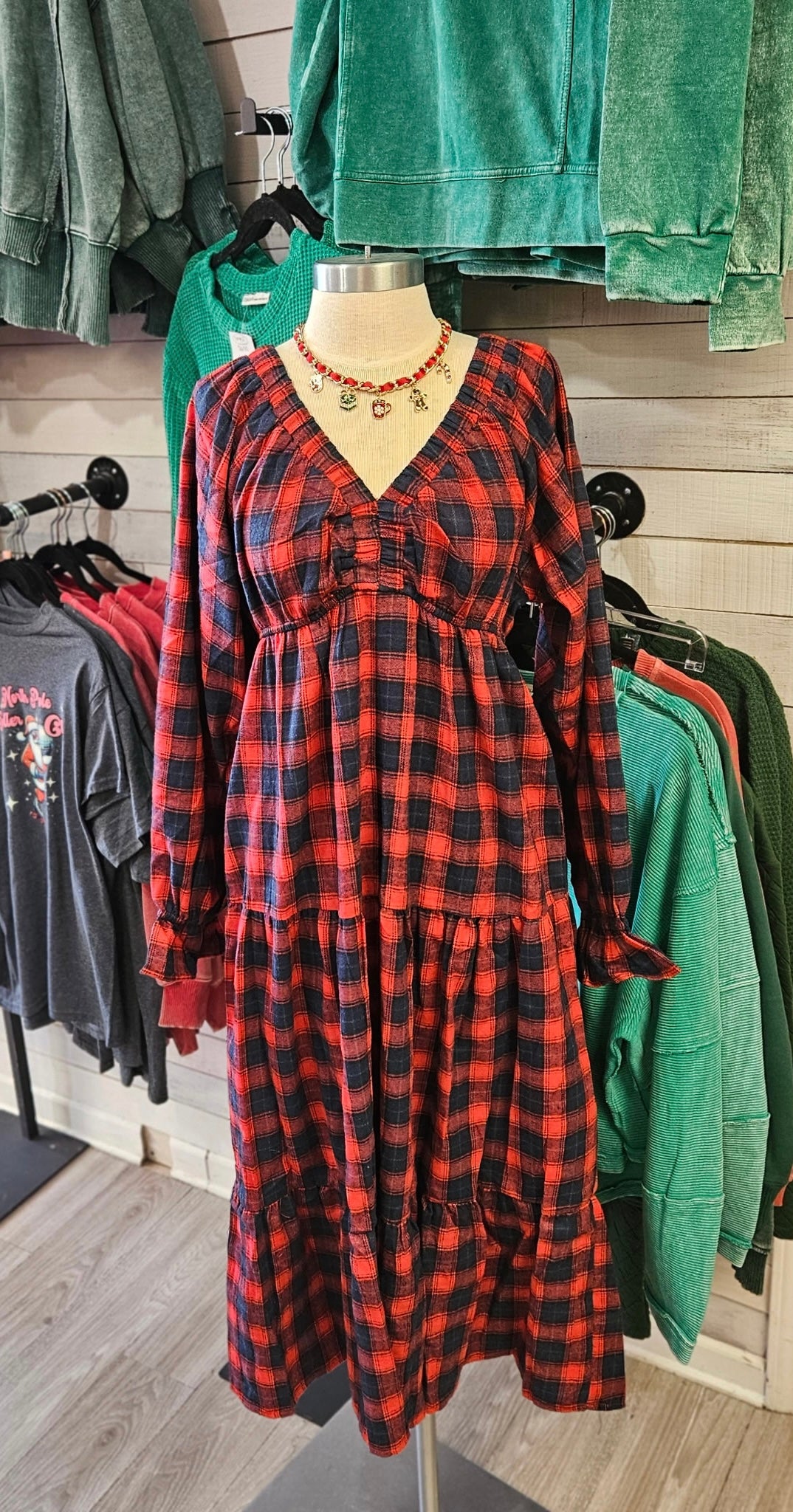 Pretty in Plaid Red Christmas Dress