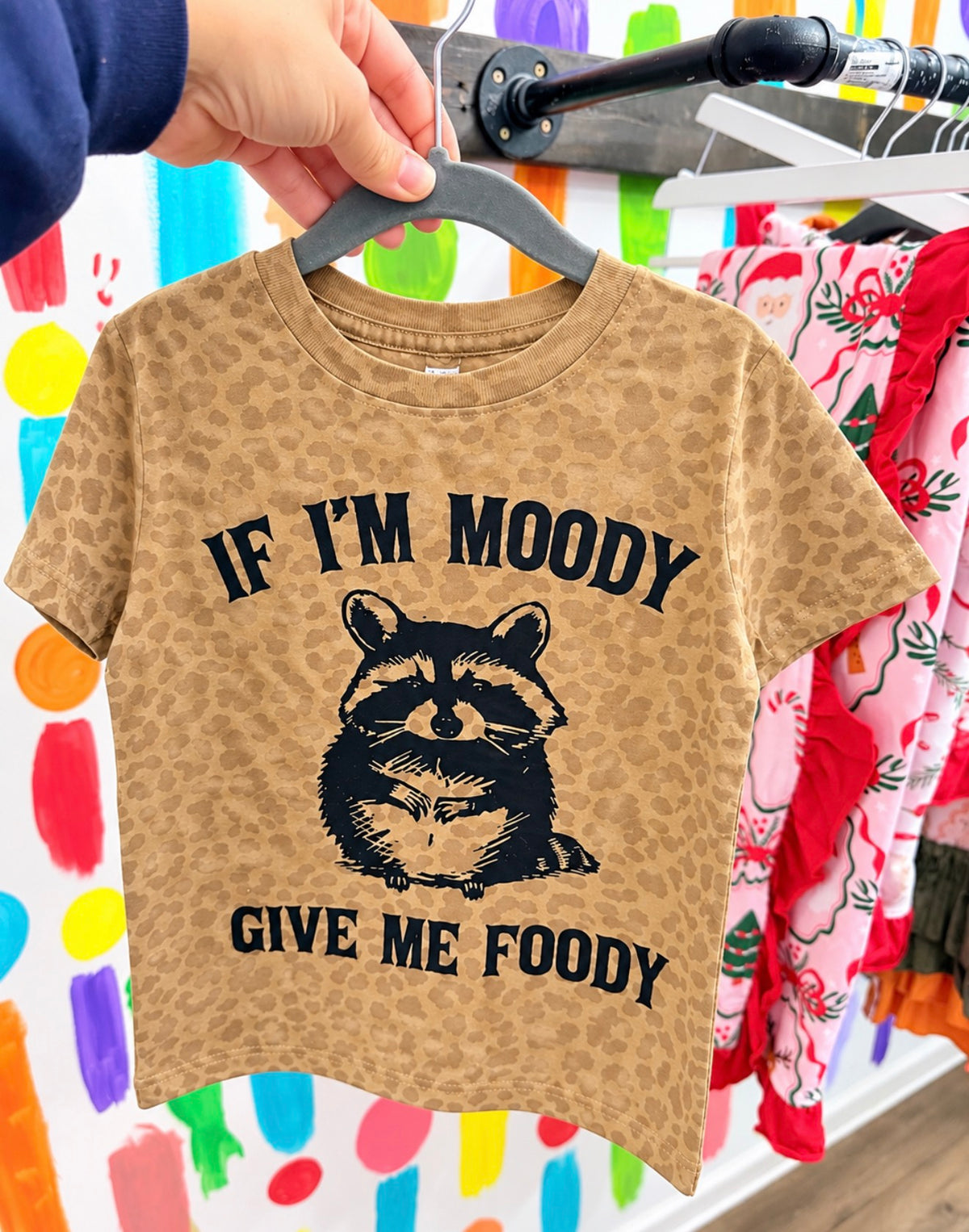 Girls If I'm Moody Give me Foody Leopard Tee