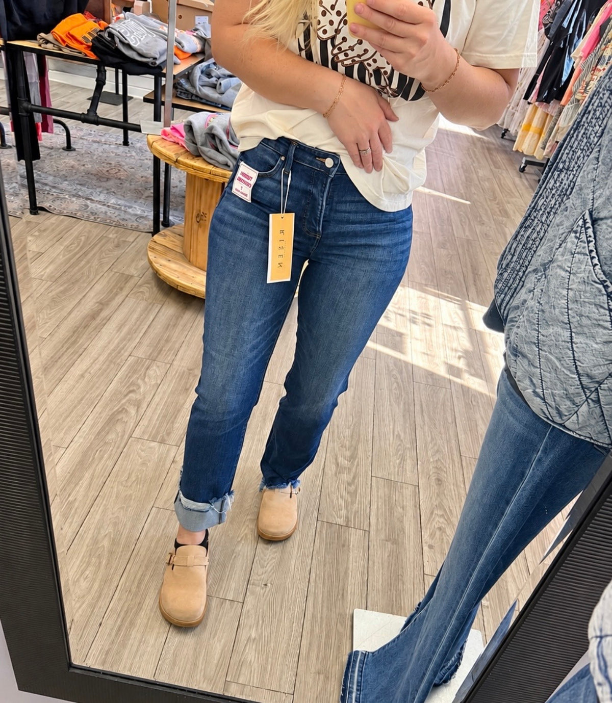 Risen Tummy Control Cuffed Jeans